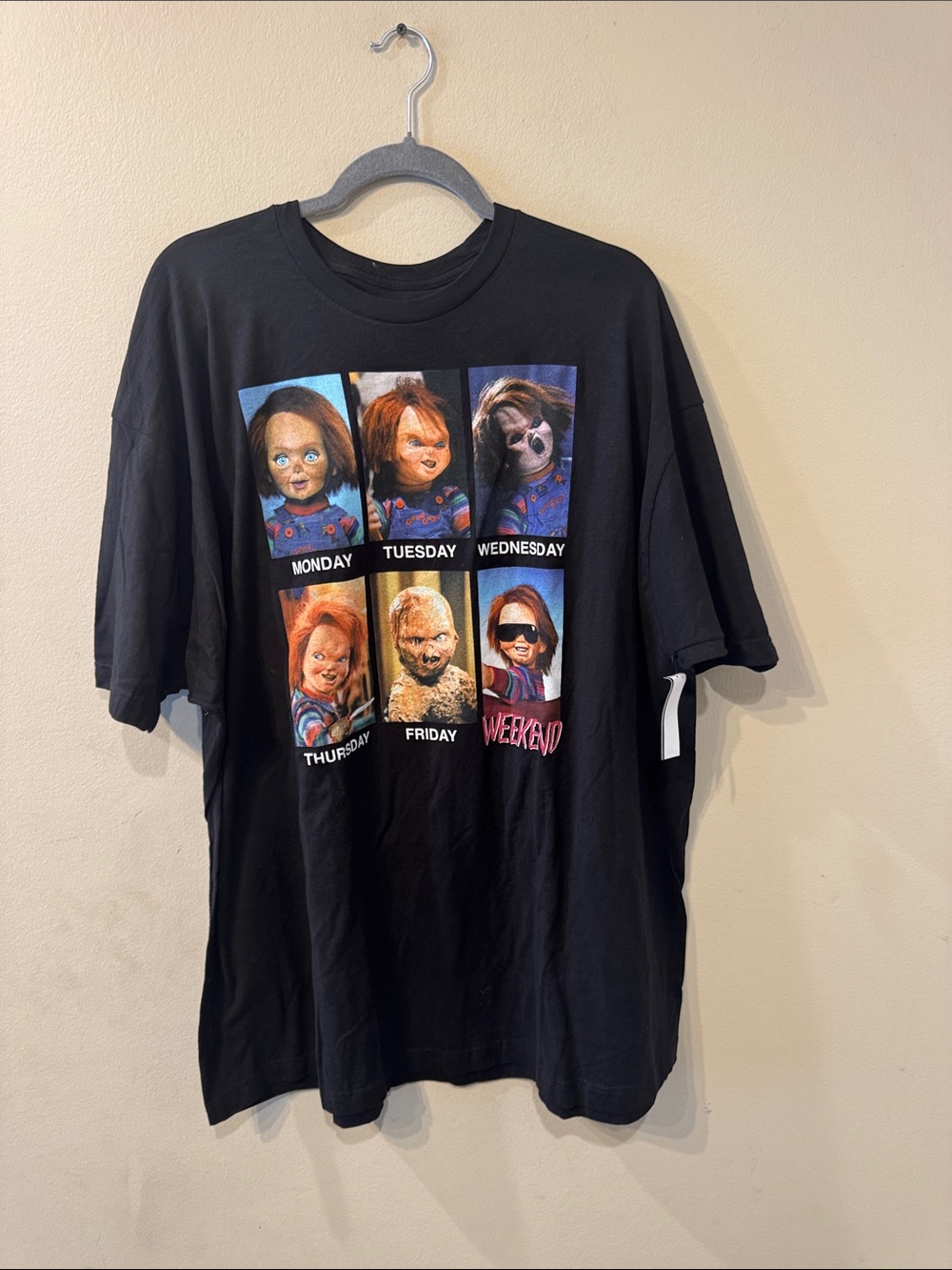 Unisex cotton black Chucky days of the week shirt sz 3xl New Plus Size Horror